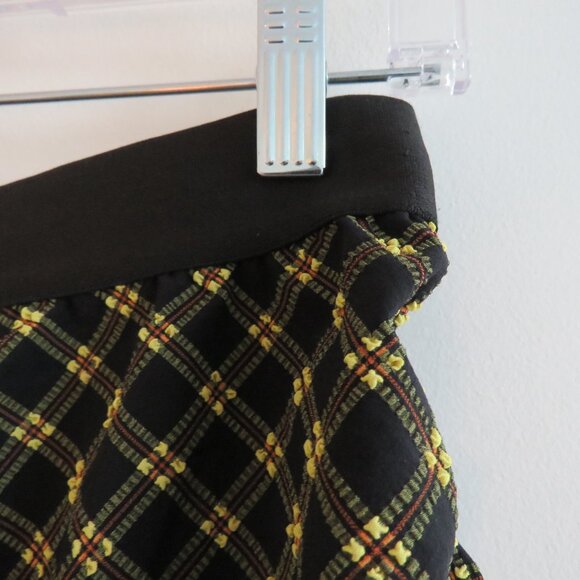 RACHEL COMEY Black Yellow Gingham Seersucker Ruched Midi Skirt - Size US 0 - Picture 7 of 15